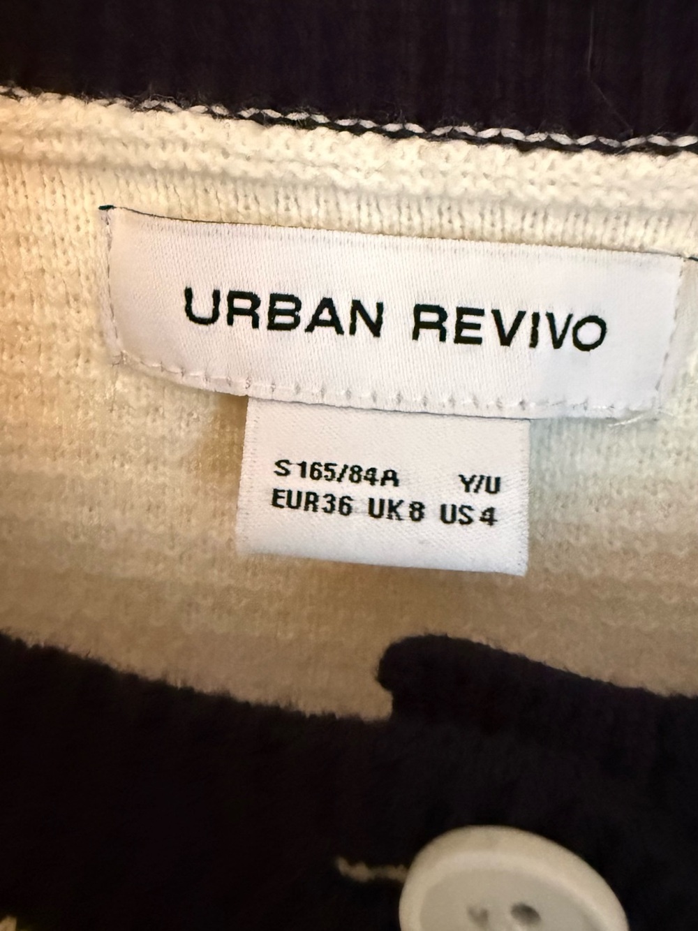 Urban Revivo White Striped Cropped Cardigan Sweater Cotton Blend US 4 - Picture 4 of 6